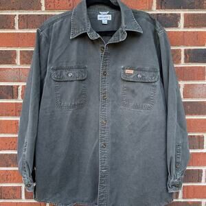 Carhartt Long Sleeved Button Up Men's Shirt XL Olive Green/Gray Pockets